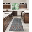 Linon Washable Buford Polyester 2'x8' Rug in Teal Blue