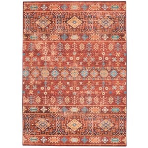 Linon Washable Colson Polyester 3'x5' Rug in Red
