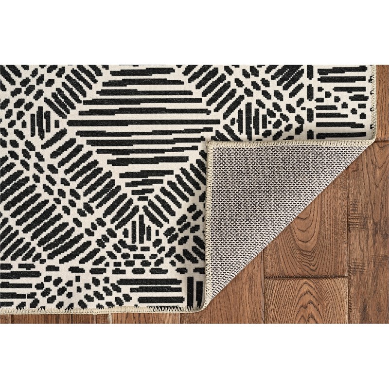 Linon Washable Kylen Polyester 2'x8' Rug in Ivory