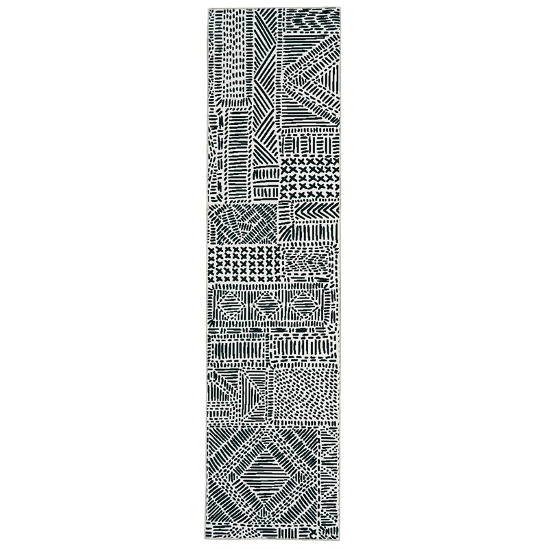 Linon Washable Kylen Polyester 2'x8' Rug in Ivory
