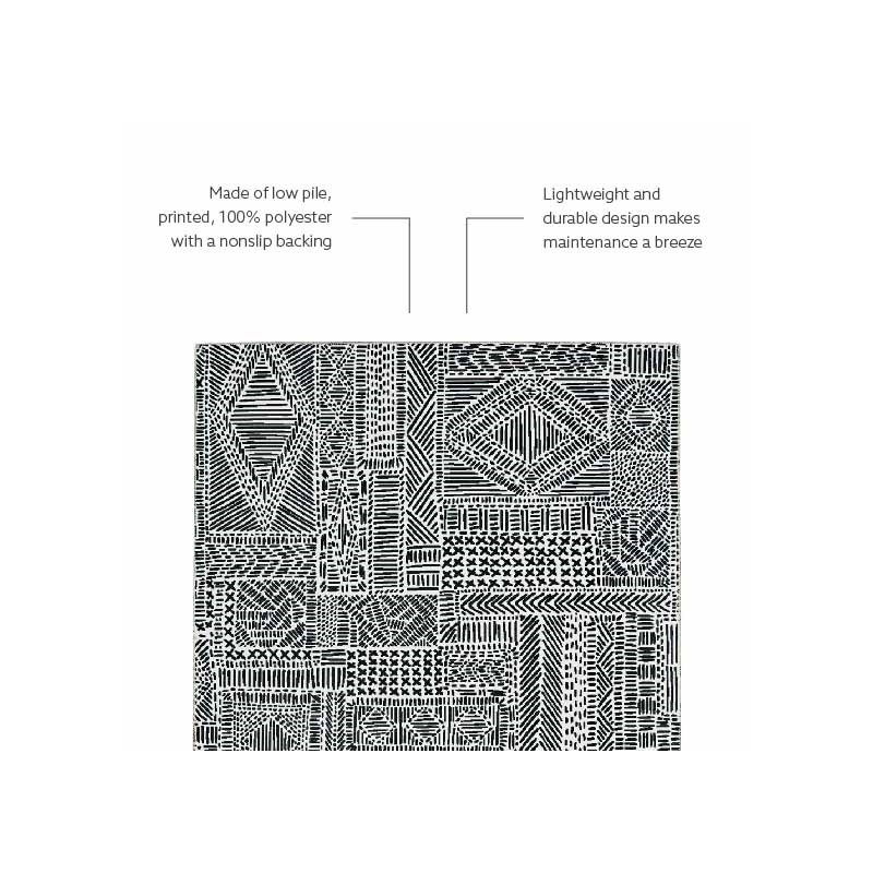 Linon Washable Kylen Polyester 2'x8' Rug in Ivory