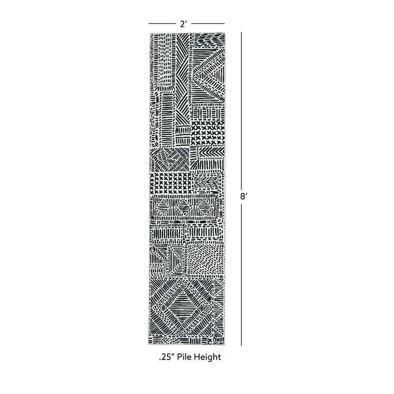 Linon Washable Kylen Polyester 2'x8' Rug in Ivory