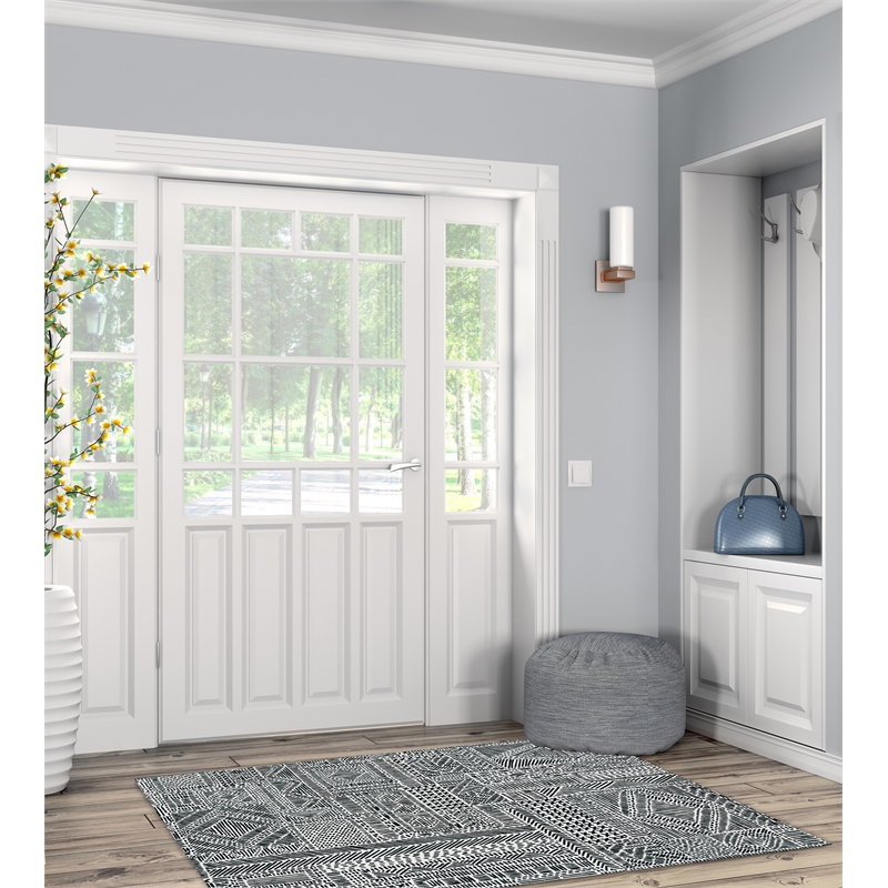 Linon Washable Kylen Polyester 3'x5' Rug in Ivory
