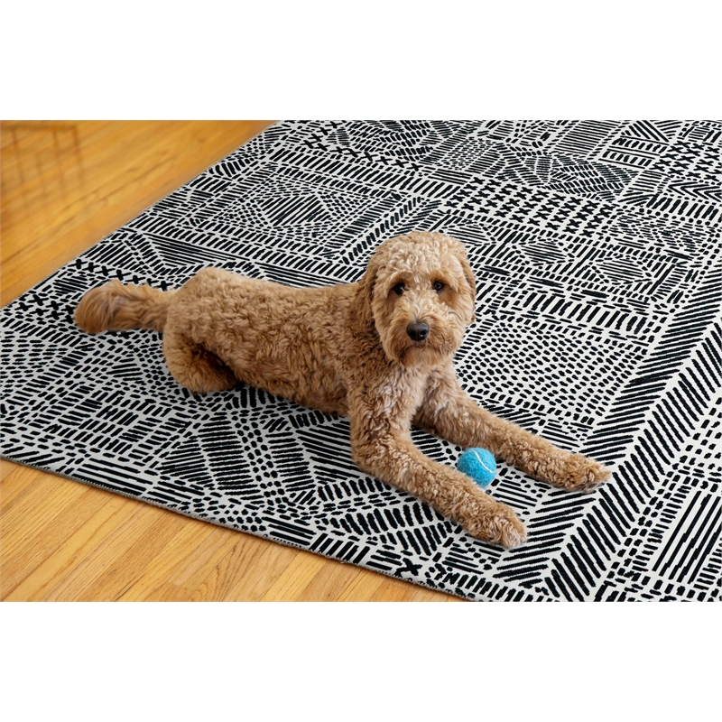 Linon Washable Kylen Polyester 5'x7' Rug in Ivory