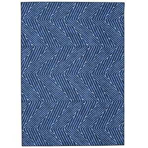 Linon Washable Lathan Polyester 5'x7' Rug in Blue