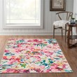Linon Washable Gatlin Polyester 5'x7' Rug in Raspberry Red