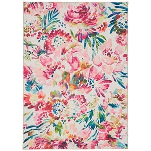 Linon Washable Gatlin Polyester 5'x7' Rug in Raspberry Red