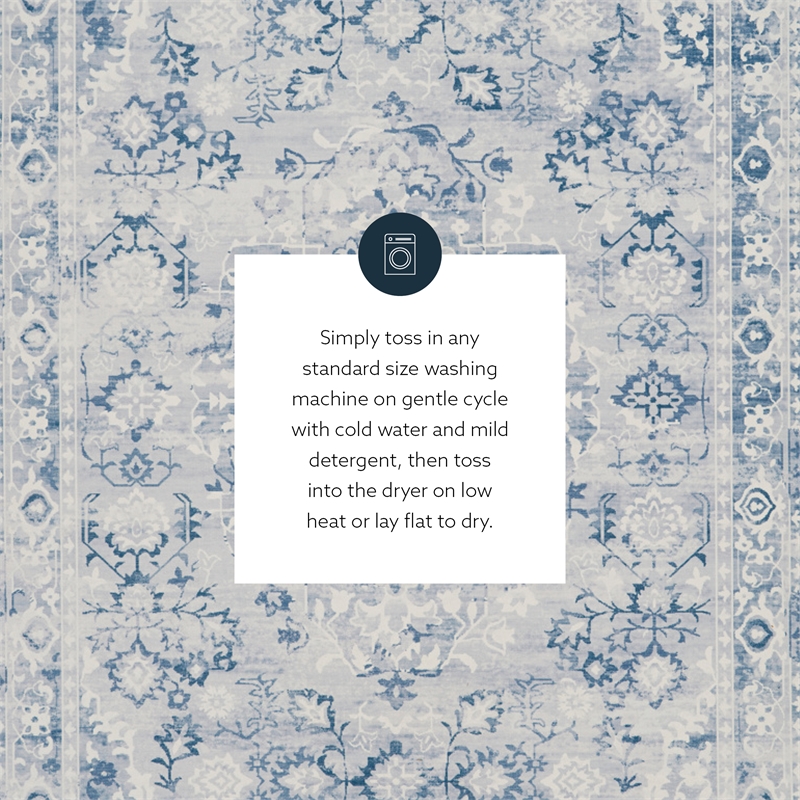 Linon Washable Zayd Polyester 2'x8' Rug in Gray