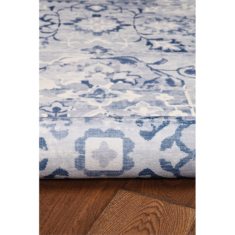 Linon Washable Zayd Polyester 2'x8' Rug in Gray