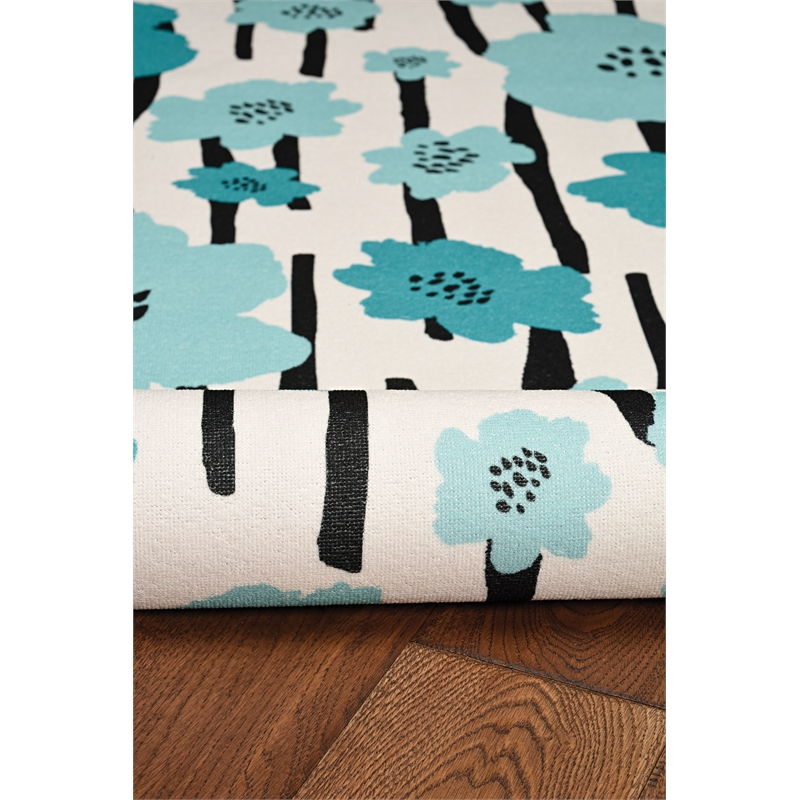Linon Washable Aydin Polyester 2'x8' Rug in Ivory