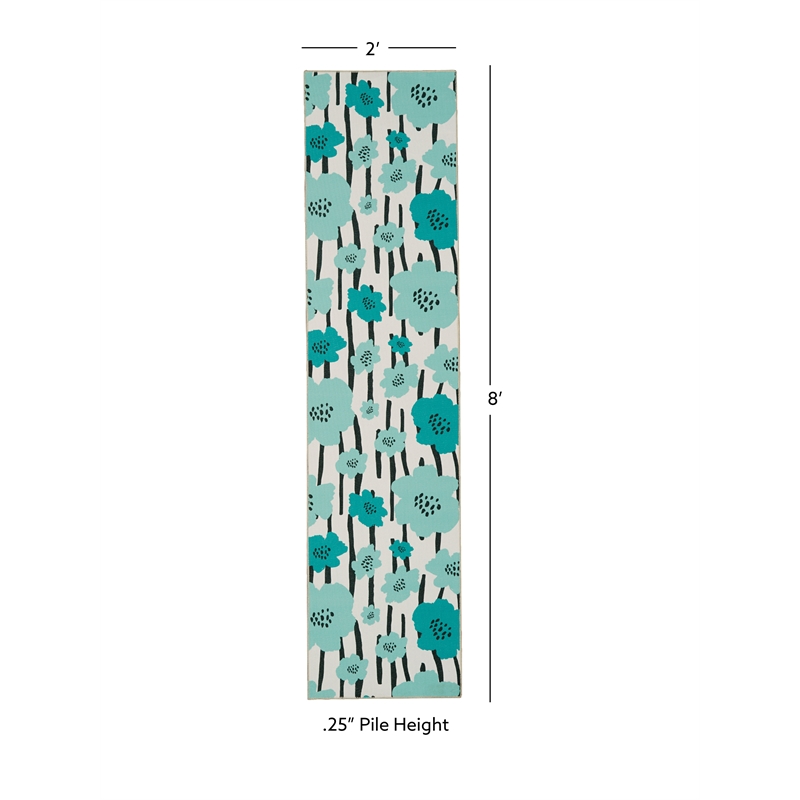 Linon Washable Aydin Polyester 2'x8' Rug in Ivory
