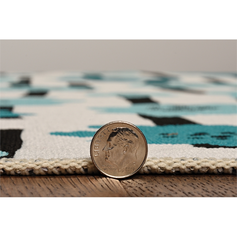 Linon Washable Aydin Polyester 2'x8' Rug in Ivory