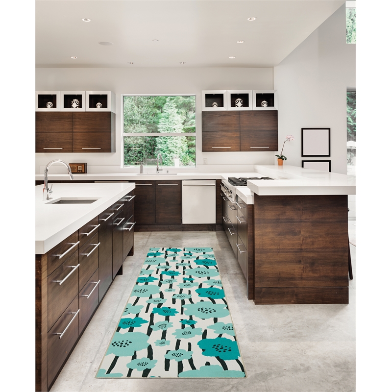 Linon Washable Aydin Polyester 2'x8' Rug in Ivory