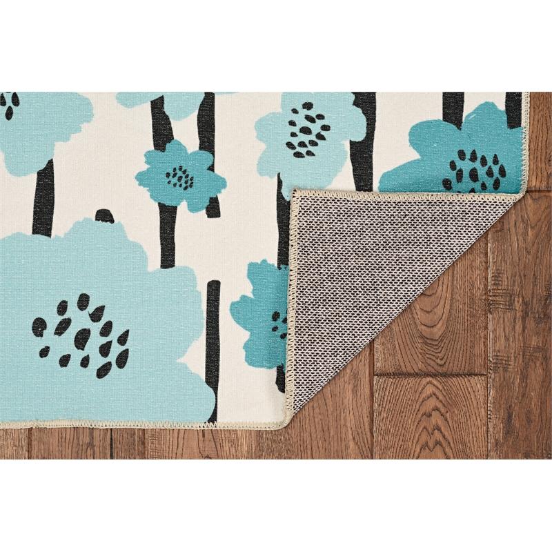 Linon Washable Aydin Polyester 2'x8' Rug in Ivory