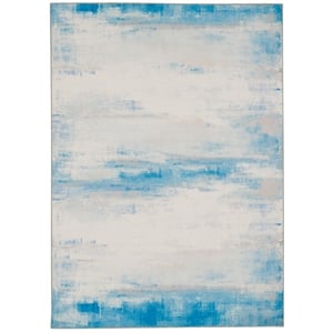 Linon Washable Wells Polyester 5'x7' Rug in Ivory