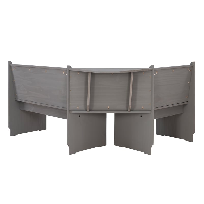Linon Talon Pine Wood Corner Dining Nook Set with Storage in Gray Finish