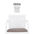 Linon Riker Arm Chair Grey Upholstered Seat Woven Backrest in White Beechwood