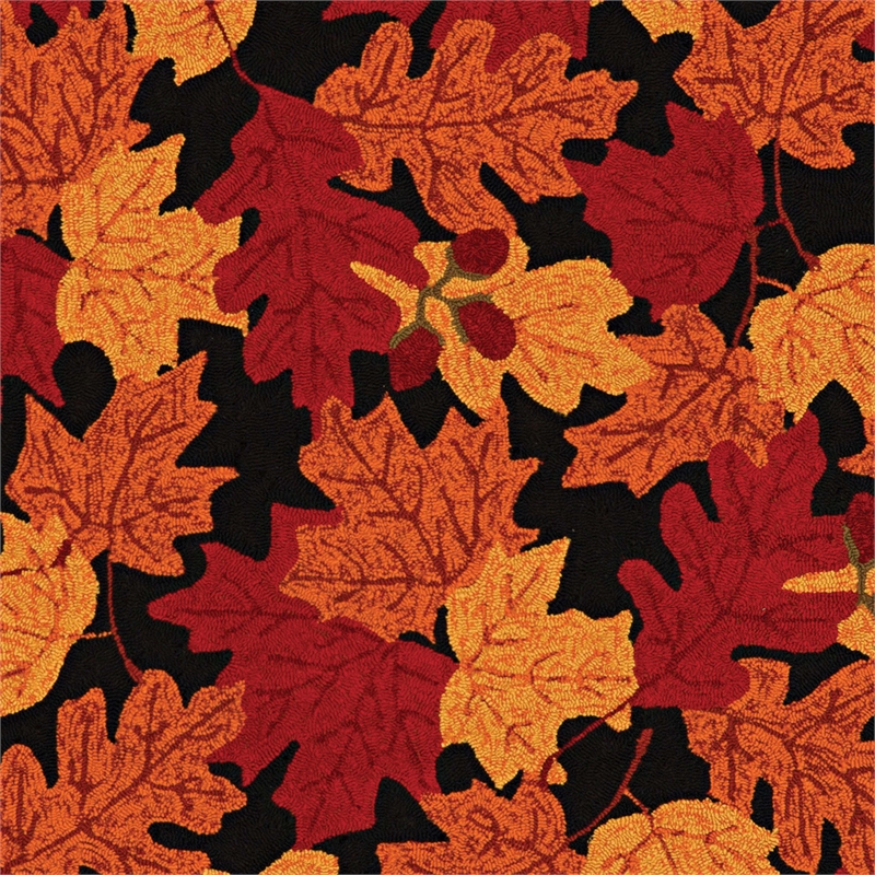 Linon Tripoli Autumn Polyester 8'x10' Rug in Black and Red