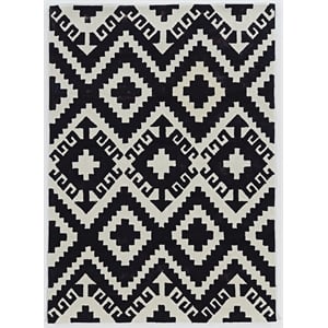 Linon Tripoli Spacely Polyester 8'x10' Rug in Ivory and Black