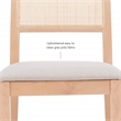 Linon Cole Rattan Seat Back Dining Chair with Padded Seat in Natural Solid Wood