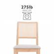 Linon Cole Rattan Seat Back Dining Chair with Padded Seat in Natural Solid Wood