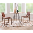 Linon Hutton Dining Chair Woven Leather Backrest in Brown Stained Solid Wood