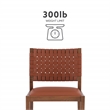 Linon Hutton Dining Chair Woven Leather Backrest in Brown Stained Solid Wood
