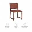 Linon Hutton Dining Chair Woven Leather Backrest in Brown Stained Solid Wood