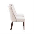Linon Hale Set of Two Dining Chairs Beige Fabric Upholstery Espresso Wood Legs