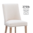 Linon Hale Set of 2 Dining Chairs Natural Beige Upholstery Natural Wood Legs
