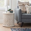 Linon Lainey Wood Hand Carved Side Accent Table in White