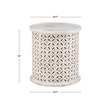 Linon Lainey Wood Hand Carved Side Accent Table in White