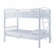 Linon Heavy Metal Twin Over Twin Bunk Bed Attached Ladder in White