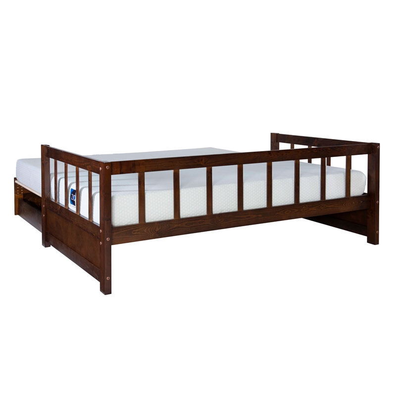 Linon Macey Twin to King Daybed 2 Spacious Drawers in Espresso Stained Pine Wood
