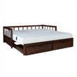 Linon Macey Twin to King Daybed 2 Spacious Drawers in Espresso Stained Pine Wood