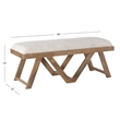 Linon Bryn Sturdy Rustic Wood Bench with White Shaggy Handwoven Cushion in Brown