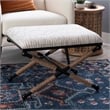 Linon Anna Campaign Accent Stool Metal Legs with Rope Detail in Cream Stripe
