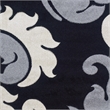 Linon Corfu Damask Frieze Yarn 3'x5' Rug in Black and Gray