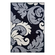 Linon Corfu Damask Frieze Yarn 3'x5' Rug in Black and Gray