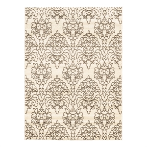 Linon Elegance Damask Polypropylene 8'x10' Rug in Cream and Brown