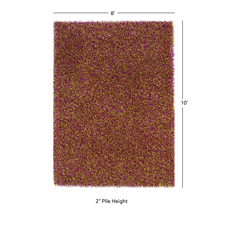 Linon Confetti Shag Polyester 8'x10' Rug in Pink and Green