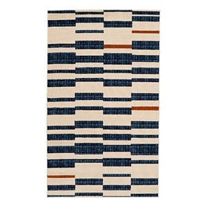 Linon Calibri Leslie Polypropylene 4'3&quotx7'3&quot Rug in Bone and Blue