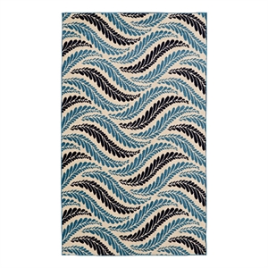 Linon Calibri Bridger Polypropylene 6'5&quotx9'3&quot Rug in Bone and Blue