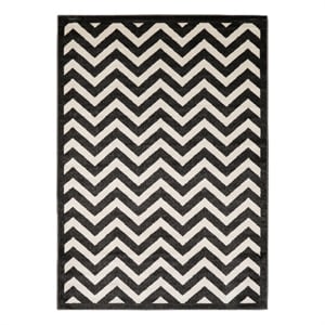 Linon Elegance Chevron Polypropylene 8'x10' Rug in Charcoal and Ivory