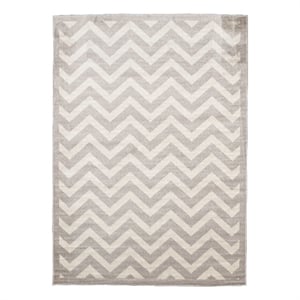 Linon Elegance Chevron Polypropylene 8'x10' Rug in Ivory and Gray