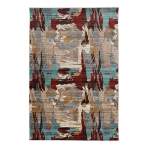 Linon Emporium Volcano Polypropylene 5'x8' Rug in Beige and Teal