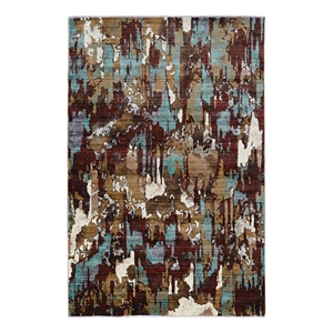 Linon Emporium Splash Polypropylene 3'x5' Rug in Beige and Burgundy