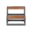 Linon Benny Sturdy Wood Bed Steps Minimalist Style Iron Frame in Gunmetal Gray
