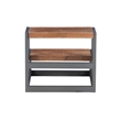 Linon Benny Sturdy Wood Bed Steps Minimalist Style Iron Frame in Gunmetal Gray