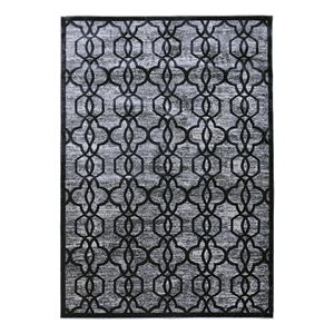 Linon Platinum Iron Gate Polyester 8'x11' Rug in Gray and Black